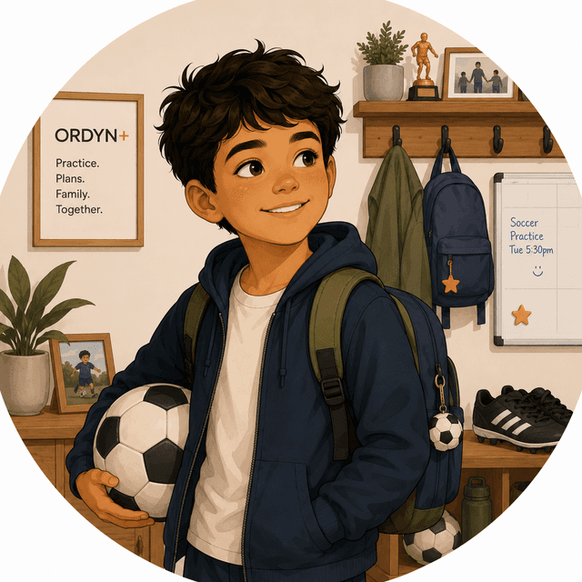 Luca, ready for soccer practice