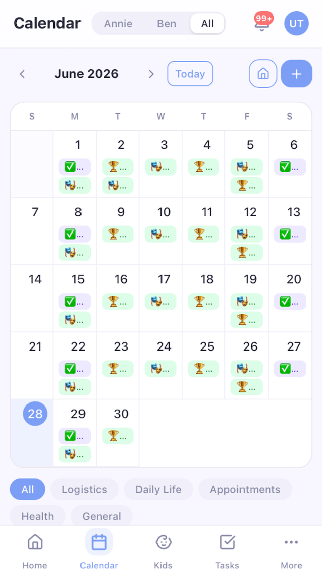 Ordyn+ shared calendar